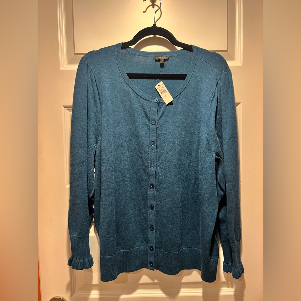 NWT Teal ruffle sleeve cardigan